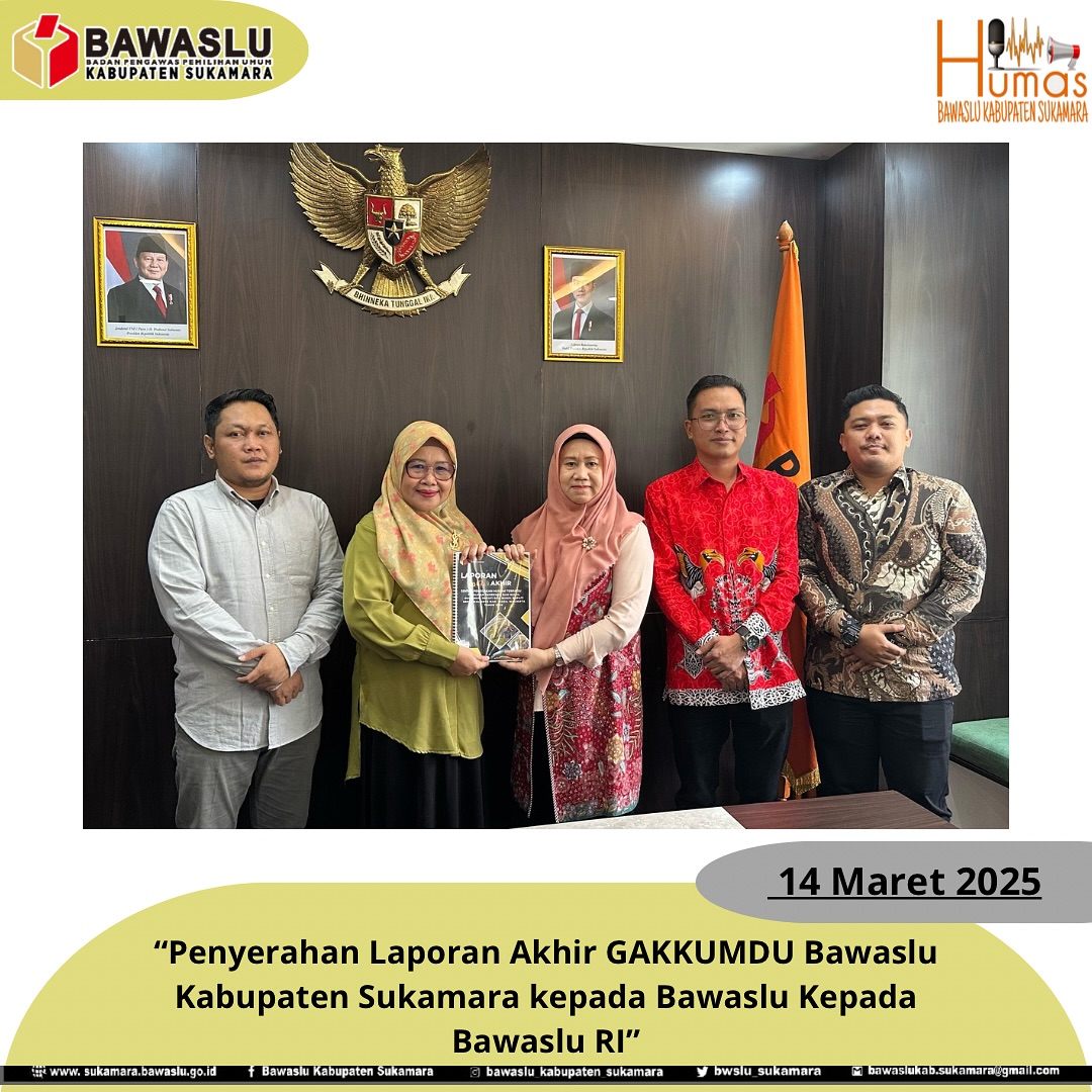 Foto Penyerahan Laporan Akhir Gakkumdu Bawaslu Kabupaten Sukamara