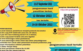 PENERIMAAN PENDAFTARAN CALON ANGGOTA PANWASLU KECAMATAN SE-KABUPATEN SUKAMARA